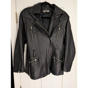 Vintage Tibor Black Biker Soft Genuine Leather Jacket Size XS